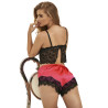 Subblime - 953966 Chemise De Nuit Décontractée En Soie + Pantalon En Dentelle Noir/Rouge L/Xl